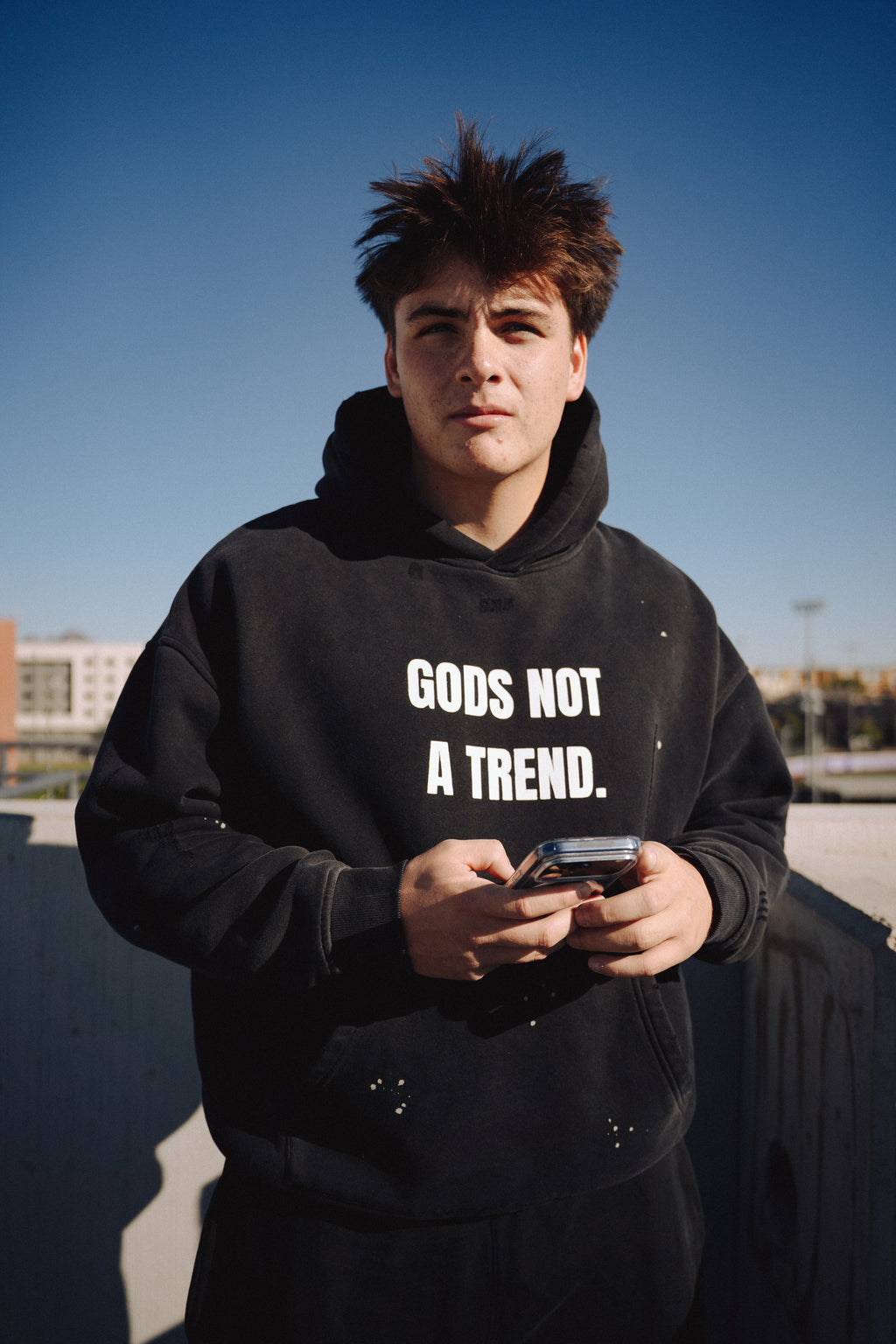 Gods Not A Trend Unisex Vintage Acid Washed Hoodie.