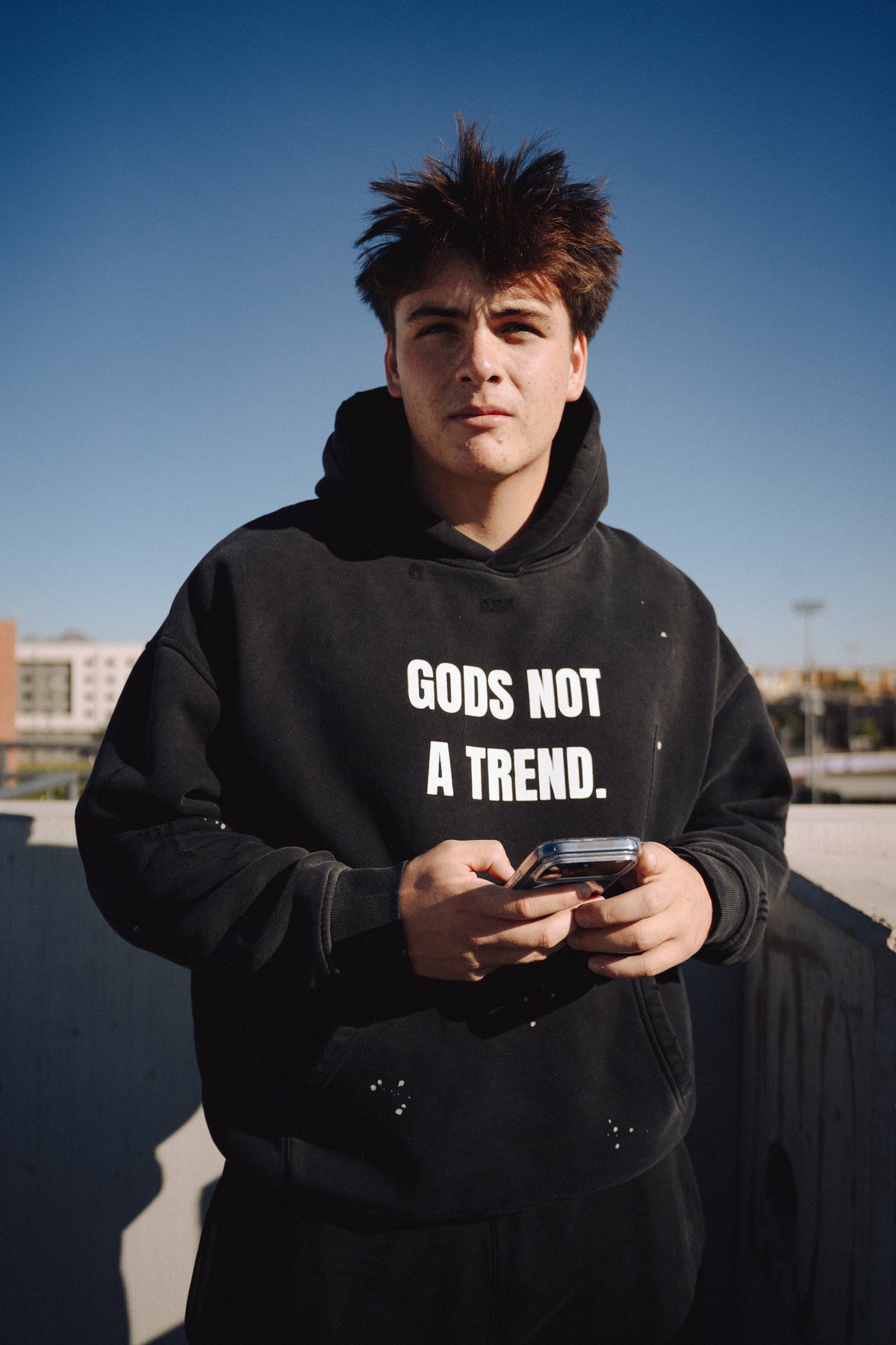 Gods Not A Trend Unisex Vintage Acid Washed Hoodie.
