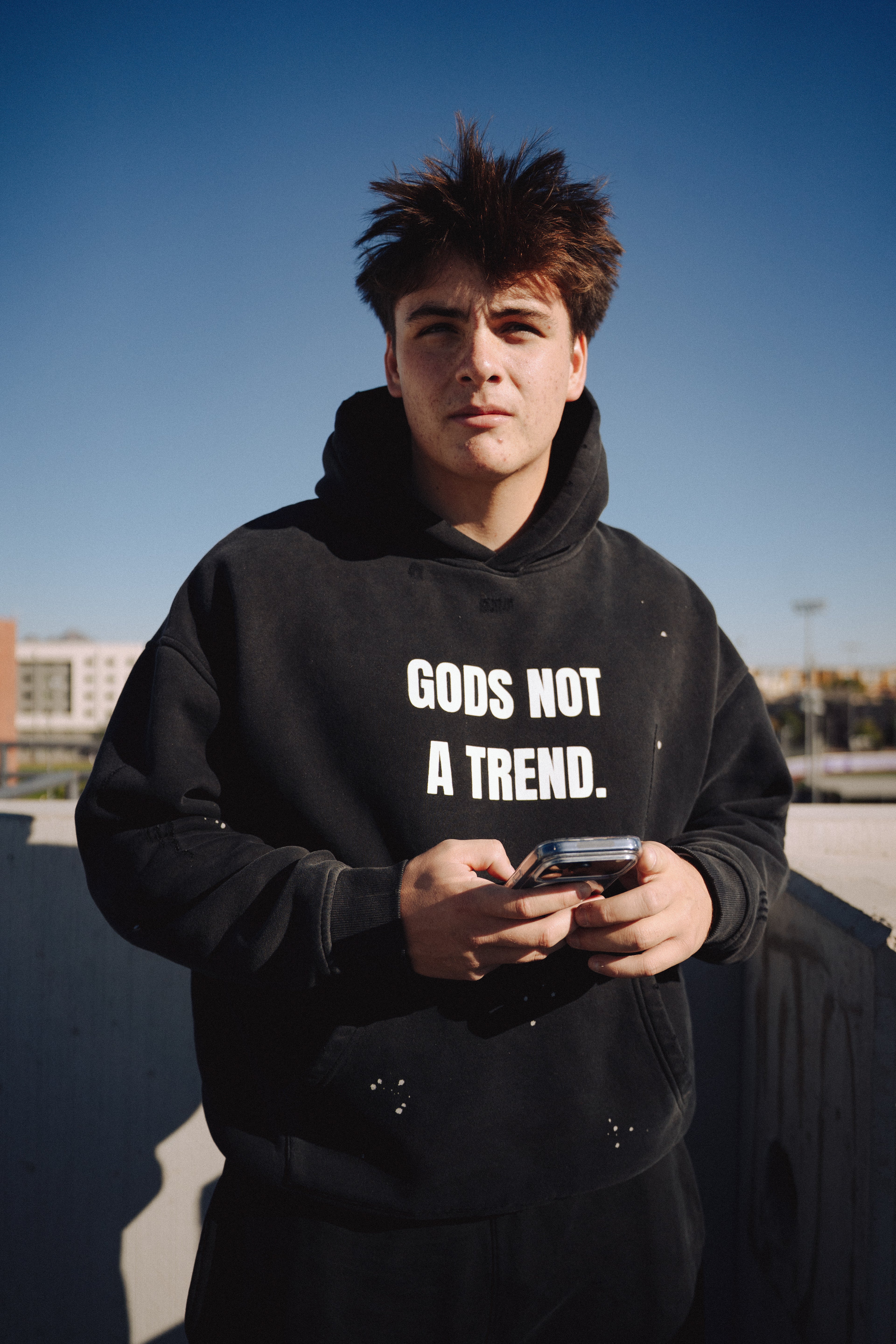Gods Not A Trend Unisex Vintage Acid Washed Hoodie.